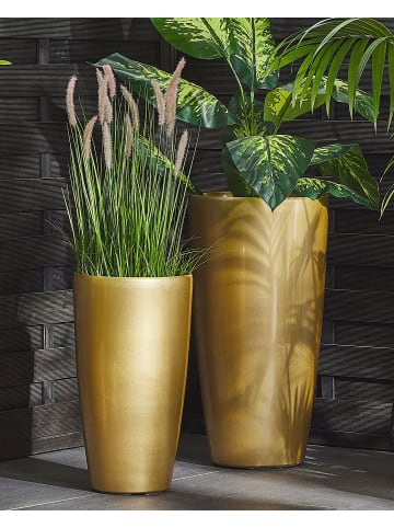 Beliani 2-tlg Outdoor Blumentopf TSERIA in Gold