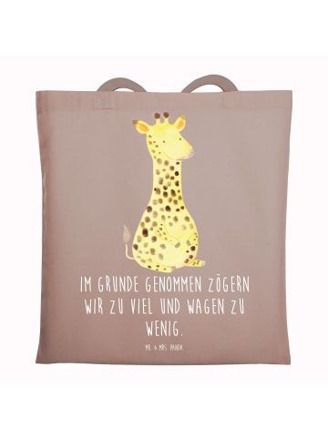 Mr. & Mrs. Panda Schultasche Giraffe Zufrieden mit Spruch in Braun Pastell