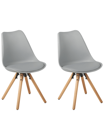 Beliani 2er-Set Esszimmerstuhl DAKOTA in Grau/Braun