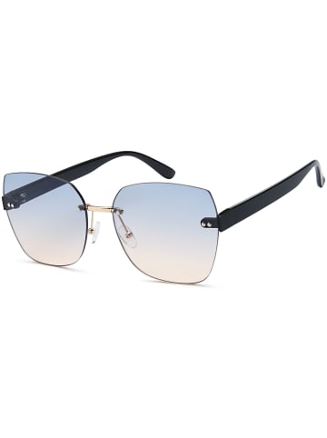 styleBREAKER Rahmenlose Rechteckige Sonnenbrille in Schwarz / Grau-Apricot Verlauf