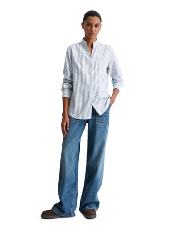 Marc O'Polo Gestreifte Stehkragen-Bluse regular in Medium Blue