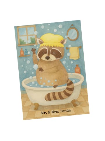 Mr. & Mrs. Panda Postkarte Waschbär Design ohne Spruch in Weiß