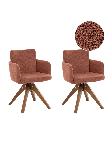 Beliani 2er-Set Esszimmerstuhl EVELYN in Orange/Braun