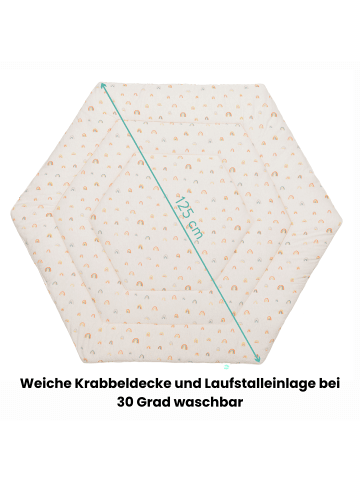 fillikid Laufstalleinlage 6-eckig Exclusiv in Rainbows Beige