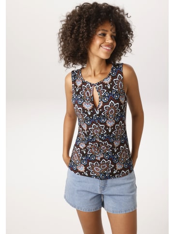 Aniston CASUAL Tanktop in schwarz-braun-türkis-weiß-blau-ocker