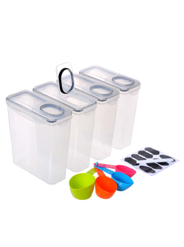 relaxdays 4 x Vorratsdosen in Transparent - 3,7 l