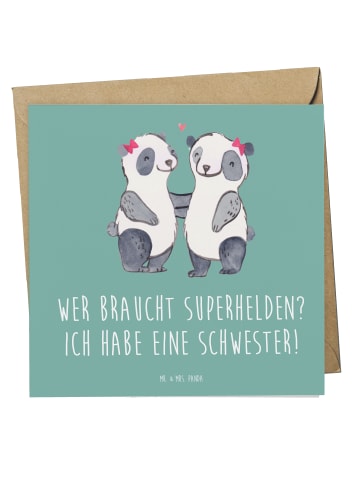 Mr. & Mrs. Panda Einladungskarte Liebe Schwester mit Spruch in Meeresbrise