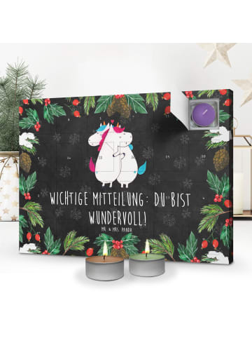Mr. & Mrs. Panda Adventskalender Einhorn Mitteilung mit Spruch in Kreidetafel