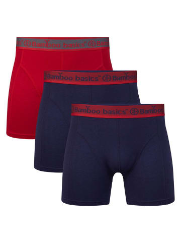 Bamboo Basics Boxershort 3er Pack in Rot/Blau/Blau