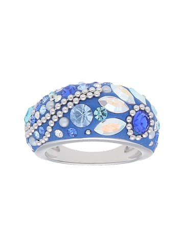 Smart Jewel Ring Bombiert, Mit Kristallsteinen, Glanz in Blau