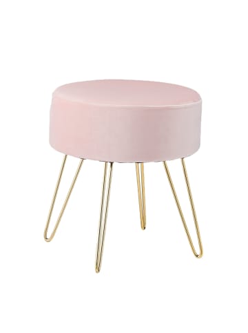 relaxdays Samthocker in Rosa - (H)40 x Ø 40 cm
