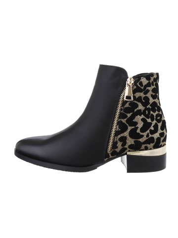 Ital-Design Stiefelette in Schwarz und Gold