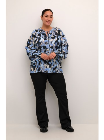 KAFFE curve Langarm-Bluse KCtoria in Black/Blue Graphic Strokes