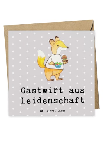 Mr. & Mrs. Panda Grußkarte Gastwirt Leidenschaft mit Spruch in Grau Pastell