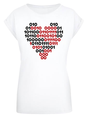 F4NT4STIC T-Shirt I love you Binary Code Herz in weiß