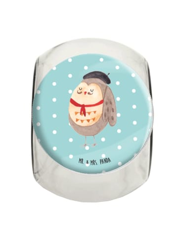 Mr. & Mrs. Panda glas für süßigkeiten Eule Frankreich ohne Spruch in Türkis Pastell