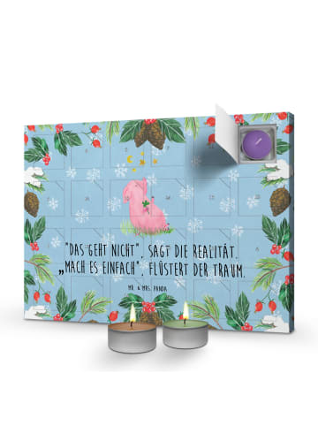 Mr. & Mrs. Panda adventskalender kerzen Schwein Glück mit Spruch in Eisblau
