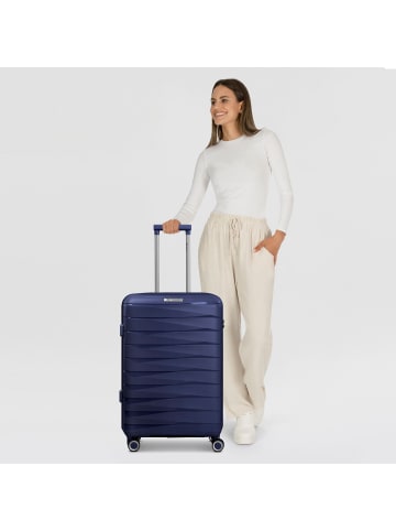 Franky London 4 Rollen Trolley M 65 cm mit Dehnfalte in dark blue