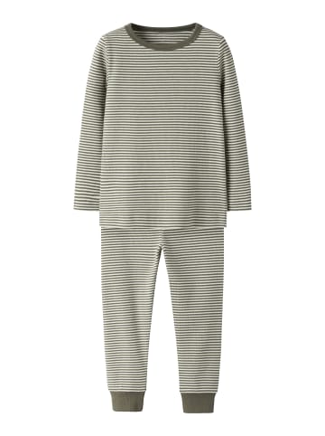 name it Schlafanzug lang NMNNIGHTSET STRIPE RIB in dusty olive