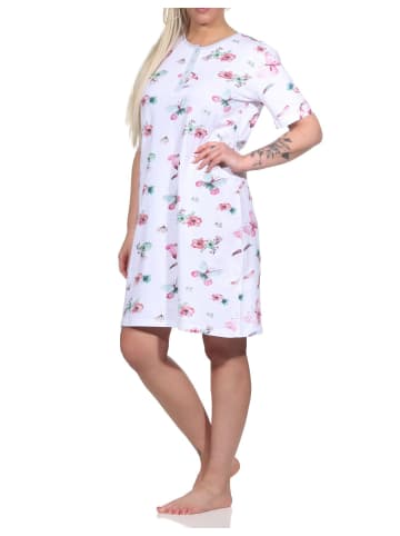 NORMANN kurzarm Nachthemd floralem Schmetterlings print   - 73097 in hellblau