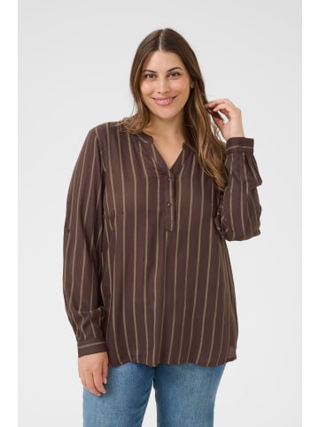 KAFFE curve Langarm-Bluse KCsida Regular fit in Black Coffee / Morel Stripe