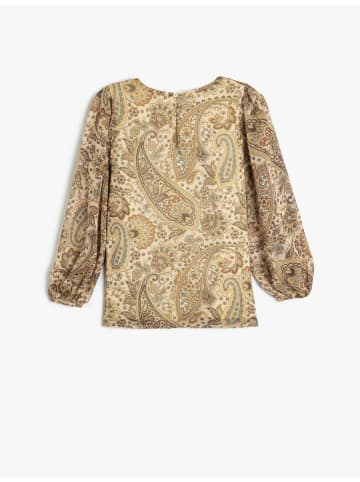 KOTON BLUSE LS in Braun Gemustert