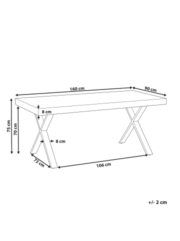 Beliani Esszimmertisch CLIFTON in Braun/Schwarz - (W) 90 x (H) 75 x (L) 160 cm