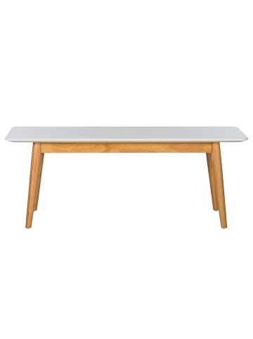 home24 home24 Sitzbank (1er Set) - Weiß / Eiche - MDF & Massivholz Eiche - 120.0 x 45.0 x 40.0 cm in Weiß