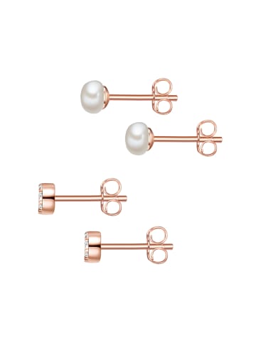 Glanzstücke München Set (Ohrringe 2er) aus Sterling Silber mit Zirkonia Süßwasser-Zuchtper in roségold
