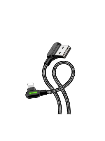 Wisam USB-auf-Lightning Schnell-Ladekabel gewinkelt, 1,8m (schwarz)