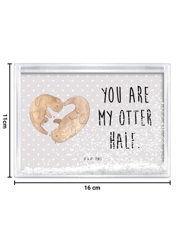 Mr. & Mrs. Panda Glücksbringer Otter Herz mit Spruch in Grau Pastell