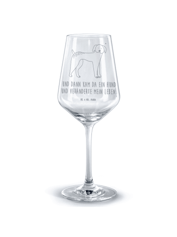 Mr. & Mrs. Panda Rotwein Glas Hund Dogge mit Spruch in Transparent