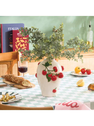 Atmosphera Créateur d'intérieur Vase mit Tomatenmotiv, aus Keramik in Beige, (B) 19,8 x (H) 25,5 x (L) 20,6 cm