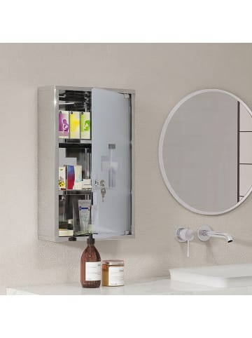 HOMCOM Medizinschrank-B30 x T18 x H50 cm-Silber