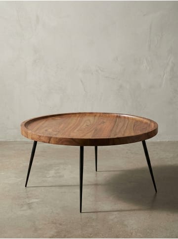 KADIMA DESIGN Couchtisch, Runde Holzplatte, Metallbeine, handgefertigt, pflegeleicht