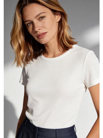 More & More dezent glänzendes Ripp-Shirt in offwhite