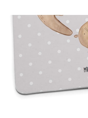 Mr. & Mrs. Panda Bierdeckel Otter Herz ohne Spruch in Grau Pastell