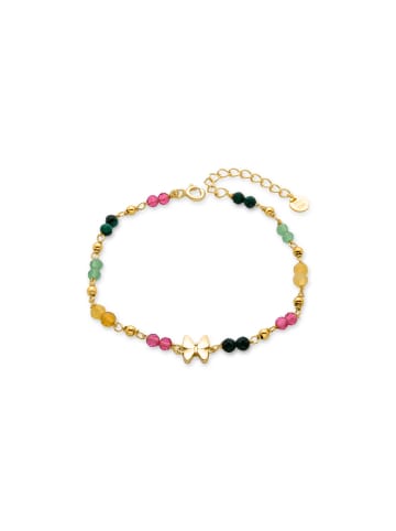Luxenter Armband aus 925er Sterlingsilber mit grünem Kristall, 18K Gelbgold-Finish