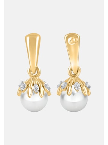 Diamant Exquis Ohrringe aus 375 Gelbgold mit Perle mit Diamant