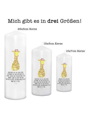 Mr. & Mrs. Panda Stumpenkerze Giraffe Blumenkranz mit Spruch in Weiß