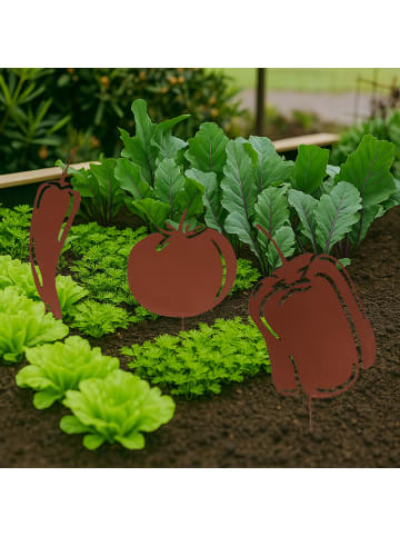 UNUS Gartenstecker Mediterranes Gemüse, 3er Set in Braun