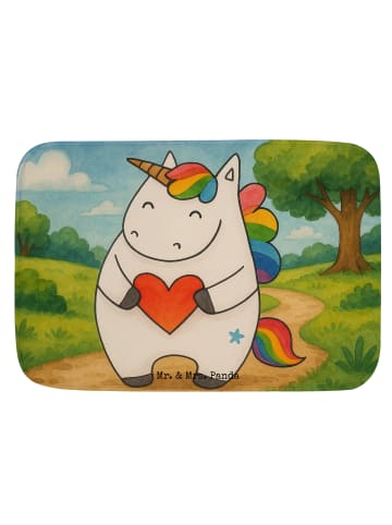 Mr. & Mrs. Panda Badezimmerteppich Einhorn Herz Design ohne Spruch in Weiß
