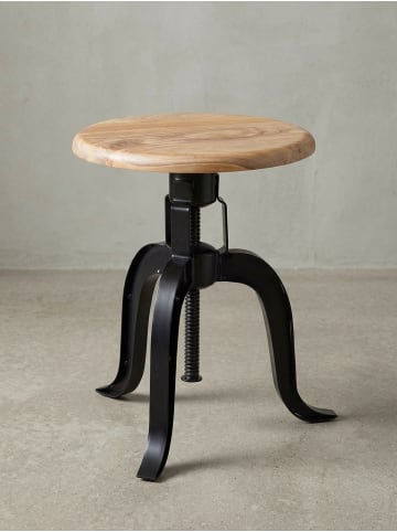KADIMA DESIGN Drehhocker 39x62,5x39 cm Akazie Massivholz / Metall Drehbar,