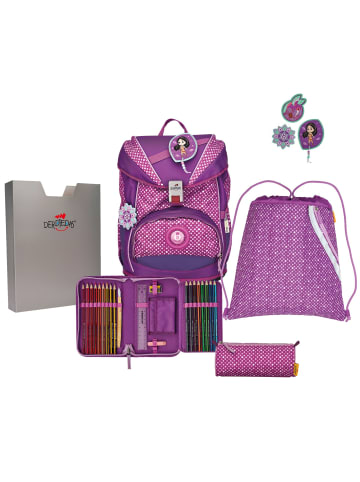 DerDieDas ErgoFlex Schulranzen-Set 5tlg. in purple dots