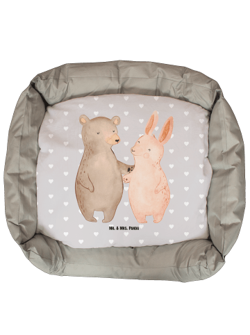 Mr. & Mrs. Panda Hundekörbchen Bär und Hase Umarmen ohne Spruch in Grau Pastell