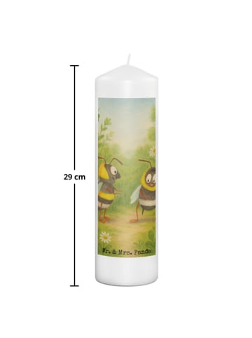 Mr. & Mrs. Panda Stumpenkerze Bienen Paar Design ohne Spruch in Weiß