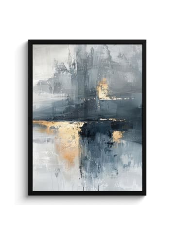 MuchoWow Poster mit Leiste Abstrakte Kunst gold grau  (BxH)