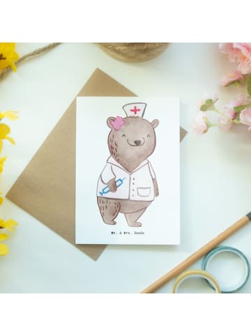 Mr. & Mrs. Panda Beileidskarte Anästhesistin Herz ohne Spruch in Weiß