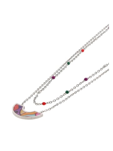 IZIA Women Multi-Chain Necklace in Silver Multicolor