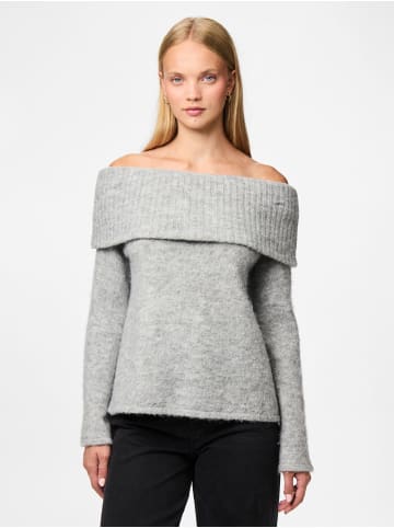 Pieces Strickpullover in Medium Grey Melange